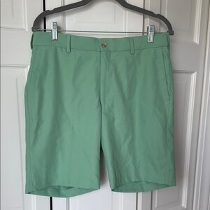 Peter Millar Green Flat Front Tailored Shorts
